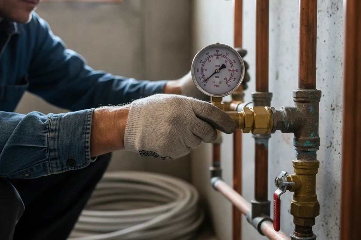 Pressure testing a repaired line during Water Line Repair in Tallula